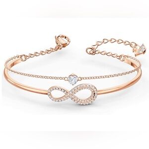 Swarovski Rose Gold Infinity Loop Bangle Bracelet NWT Size Medium